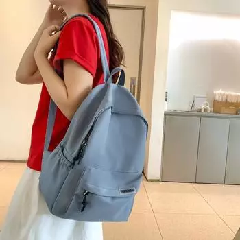 Сплошной цветной рюкзак, женский рюкзак большой емкости, школьный рюкзак для студентов розовый