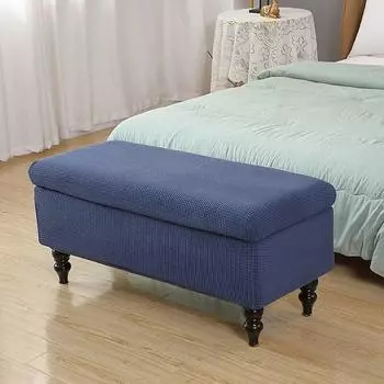 Сплошные чехлы для хранения вещей, прямоугольные эластичные прикроватные чехлы на подставку для ног, нескользящий флисовый чехол для ног, чехол для сиденья, скамейки S