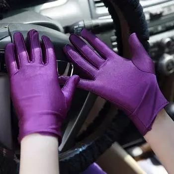 Сплошные цветные перчатки, женские и мужские варежки, белые, черные этикетные плотные короткие эластичные перчатки, варежки для защиты от солнца для вождения as the picture