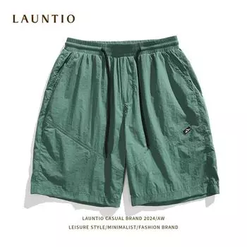 Сплошные цветные свободные брюки для мужчин, летние уличные спортивные шорты с эластичной резинкой на талии и вышивкой, прямые повседневные шорты для мужчин M