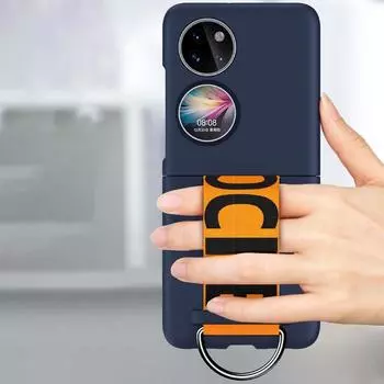 Сплошные цветные жесткие чехлы для ПК для Coque Huawei P50, карманные чехлы с браслетом, защита от царапин, защита от отпечатков пальцев, противоударный, защита от падений huawei P50 pocket белый