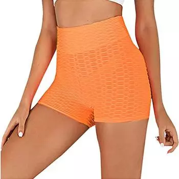 Сплошные шорты для йоги с пузырьками и высокой талией, подтяжка ягодиц, колготки для бега, фитнеса, спортивные штаны S розовый