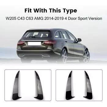 Спойлер на задний бампер, вентиляционная накладка на заднее боковое зеркало, наклейка на корпус, 4 двери для Mercedes Benz C Class W205 C43 C63 AMG чёрный