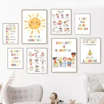 Спокойный уголок, детские обучающие постеры и принты, детская настенная живопись на холсте, школьный консультант, терапия, офисный декор A4 21X30cm No Framed