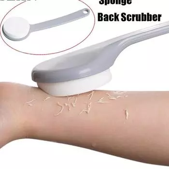 Губчатая щетка для ванны с длинной ручкой Массажная щетка для ванны Щетка для ванны 1PC серый