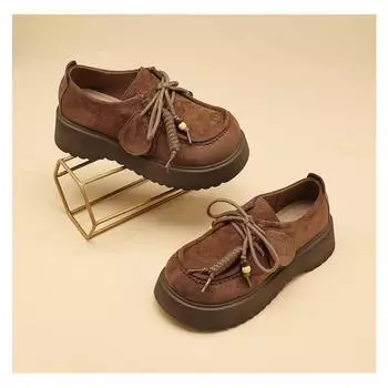 sponge cake thick bottom lace-up women s new spring and autumn retro versatile small man increases height 35