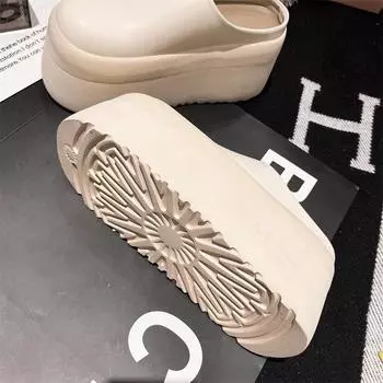 sponge cake thick-bottomed bag head half slippers outer wear women s new versatile small height increase casual slippers tide 35