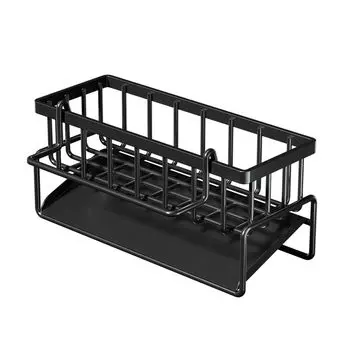 Sponge sponge flowing stainless with dish towel sponge kitchen detergent rag sponge detergent scrubbing brush holder for kitchen Black holder, holder,