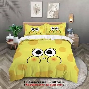 Spongebob Patrick Star 3D Digital Полиэстер Трехсекционный пододеяльник Пододеяльник Наволочка 135x200cm