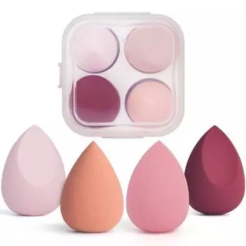Спонж для макияжа, 4 шт. Блендер для нанесения тонального крема, с коробкой для хранения розовый
