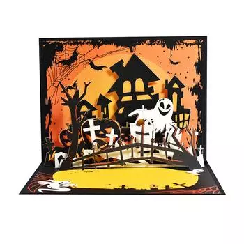 SpookHouses Хэллоуин PopUp Card Хэллоуин поздравительная открытка Легкая открытка на Хэллоуин PartyDecors для детей Девочки Мальчики