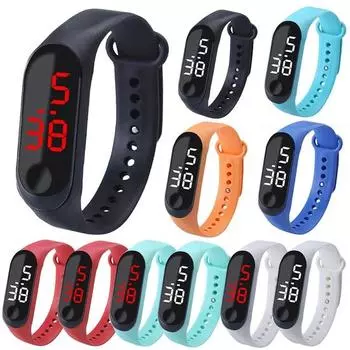 Спорт на открытом воздухе Мягкий цифровой дисплей ТПУ Band LED Детские наручные часы Детские часы