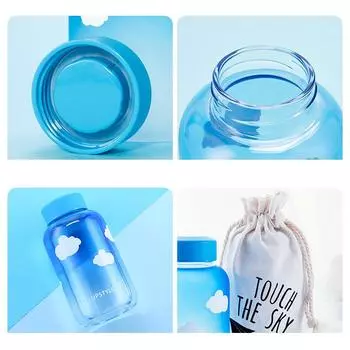 Спорт на открытом воздухе стеклянная бутылка краткая портативная круглая герметичная дорожная переноска скраб студенческая посуда бутылки для воды чашка 600 мл 600ml