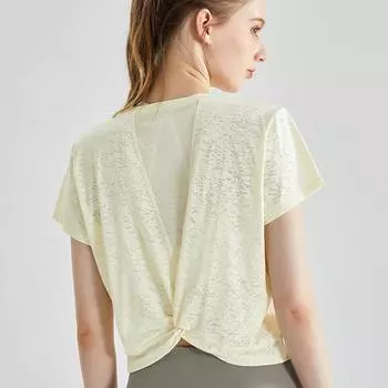 Спортивная блузка LAHN для девочек из быстросохнущего жаккарда — свободный, дышащий, сетчатый летний топ S