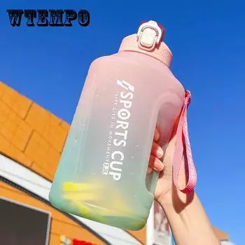 Спортивная бутылка для воды, 1500/2300 мл, чайник для фитнеса с соломинкой, уличная большая вместительная градиентная пластиковая портативная многоразовая бутылка для воды 1500ml