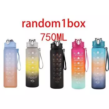 Спортивная бутылка для воды 750 мл, мотивационная бутылка градиентного цвета с маркером времени, герметичная чашка, посуда для напитков на открытом воздухе для спортзала 750ml shuibei