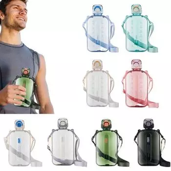 Спортивная бутылка для воды большой емкости, плоская квадратная уличная питьевая бутылка, дорожный чайник, уличный чайник