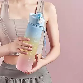 Спортивная бутылка для воды на 1100 мл с маркером времени, не содержащая BPA, герметичная, портативный многоразовый чайник для питья серый/белый