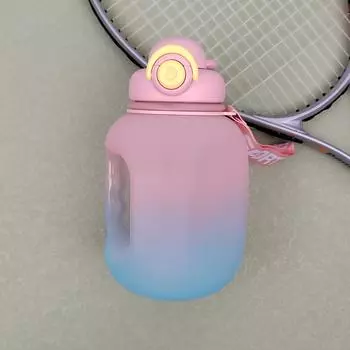 Спортивная бутылка для воды, портативная пластиковая чашка для фитнеса с соломинкой, большая емкость, большие бутылки для воды для путешествий на открытом воздухе, посуда для напитков 1.6L