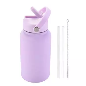 Спортивная бутылка для воды, портативная спортивная бутылка, спортивная бутылка для воды из нержавеющей стали с соломенной щеткой 650 мл, портативный пылесос для улицы 650ml белый