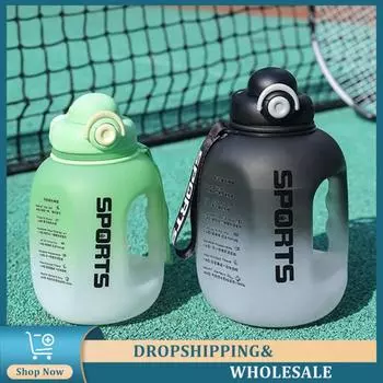 Спортивная бутылка для воды прозрачная и чистая большая емкость пищевая поликарбонатная пластиковая наружная питьевая посуда соломенная бутылка для воды портативная 1L Or More