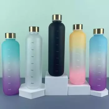 Спортивная бутылка для воды с градиентным покрытием, большой емкостью и крышкой из нержавеющей стали 1000ml (Time Scale)