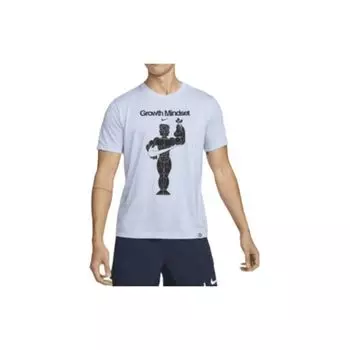 Спортивная быстросохнущая дышащая футболка с короткими рукавами Nike Dri-FIT с графическим буквенным принтом, мужские топы синего цвета, DM6274-548 XL