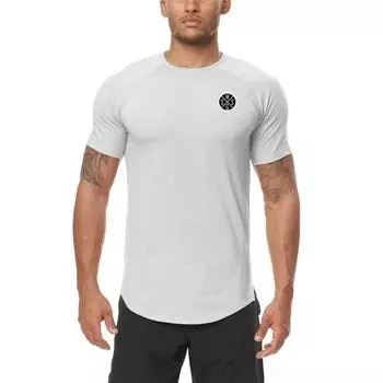 Спортивная футболка для фитнеса, быстросохнущая спортивная футболка с круглым вырезом и коротким рукавом, уличная дышащая повседневная одежда для бега M чёрный