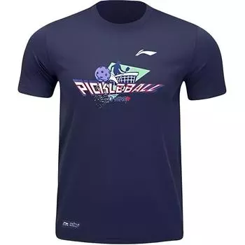 Спортивная футболка Li Ning Pickleball Series, повседневная, простая, с круглым вырезом, пуловер, с коротким рукавом, мужская, темно-синяя AHSUF87-1 XL