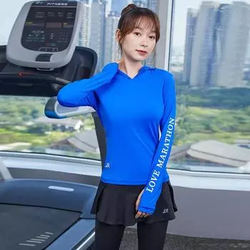 Спортивная футболка с длинными рукавами и капюшоном, одежда для фитнеса, быстросохнущие дышащие солнцезащитные топы S красный