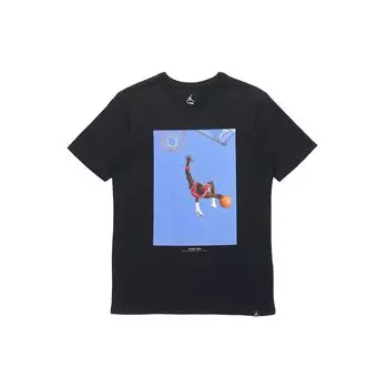 Спортивная футболка с коротким рукавом Air Jordan Slam Dunk с фотопринтом, мужские топы, черные 915935-010 XS