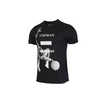 Спортивная футболка с коротким рукавом Air Jordan с баскетбольным принтом, мужские топы, черные AT8926-010 XS