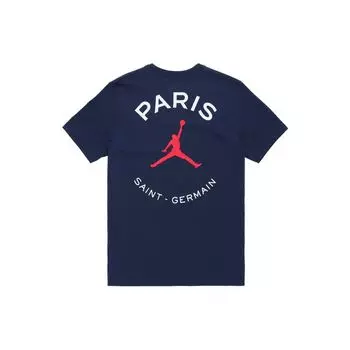 Спортивная футболка с коротким рукавом и круглым вырезом Jordan Paris Saint-Germain с логотипом, мужские топы синего цвета DB6515-410 M