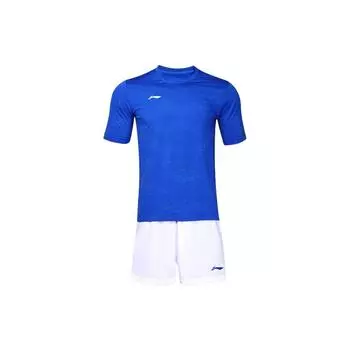 Спортивная футболка с коротким рукавом и принтом логотипа Li Ning, прямые шорты, футбольный костюм для мужчин, спортивная одежда YATT079-2 S