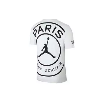 Спортивная футболка с коротким рукавом и принтом логотипа Jordan Paris Saint-Germain, мужские топы белого цвета BQ4274-100 XS