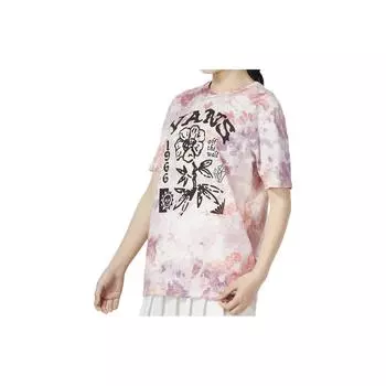 Спортивная футболка с коротким рукавом Vans Tie-Dye с цветочным принтом, женские топы, розовые VN0A54KUZG7 S