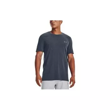 Спортивная футболка с короткими рукавами и клетчатым принтом Under Armour, мужские топы синего цвета 1376921-044 S