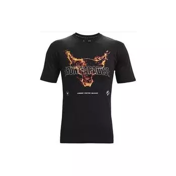 Спортивная футболка свободного кроя с круглым вырезом Under Armour Project Rock Printed, мужские топы, черные 1361732-001 S