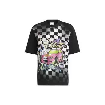Спортивная футболка унисекс Adidas Originals X Jeremy Scott с клетчатым принтом и короткими рукавами, черные HG6512 S