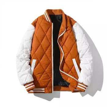 Спортивная хлопковая куртка Зимняя хлопковая куртка со стоячим воротником Бейсбольная куртка Теплая хлопковая куртка мужская M белый