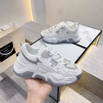 Спортивная и досуговая обувь, детская новая осенняя обувь для маленьких людей, высокие белые туфли Ins, универсальная платформа, папины туфли 35 белый