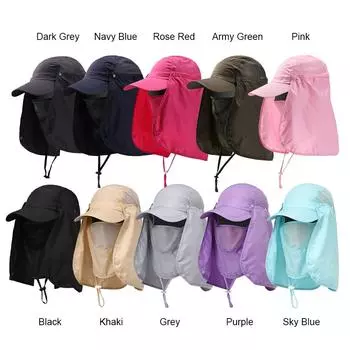 Спортивная кепка для походов и активного отдыха с козырьком, защита от ультрафиолета, защита лица и шеи, рыболовная кепка с защитой от солнца, быстросохнущая ветрозащитная кепка с защитой от ультрафиолета чёрный