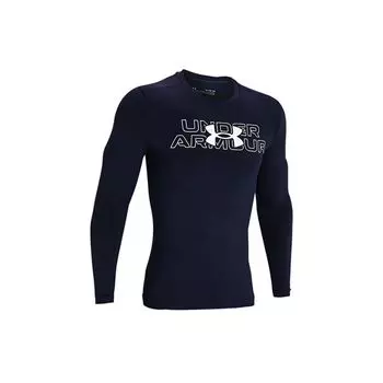 Спортивная компрессионная рубашка с круглым вырезом Under Armour для тренировок, мужские топы с длинными рукавами, темно-синие 1369728-410 S