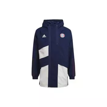 Спортивная куртка Adidas FC Bayern Football Series с принтом герба, мужская верхняя одежда, темно-синяя GR0702 S