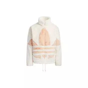 Спортивная куртка Adidas Originals с большим логотипом и воротником-стойкой, куртки унисекс, розовые, белые, HC0324 L