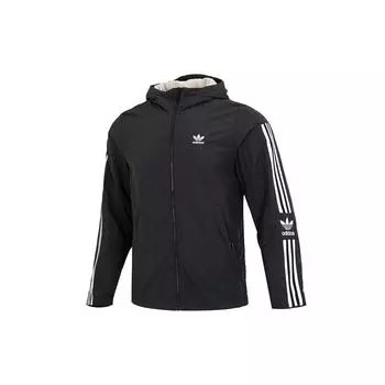 Спортивная куртка Adidas Originals с двусторонним полосатым логотипом и капюшоном, ветровка с длинными рукавами, мужская верхняя одежда черного цвета HL9186 S