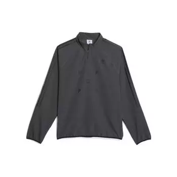 Спортивная куртка Adidas Originals SS23 с логотипом и полумолнией до половины, совместный бренд с Pop Trading Company Куртки унисекс Темно-черный HN9132 XS