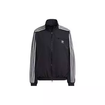 Спортивная куртка Adidas Originals в виде трилистника с полосатым принтом и воротником-стойкой на молнии, черные женские топы HM2152 XL