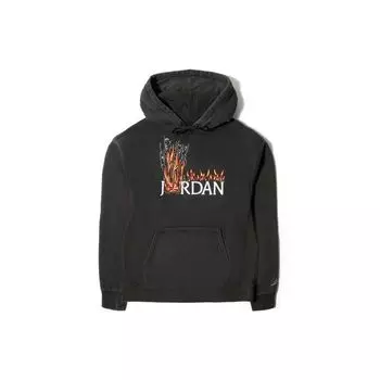 Спортивная куртка Air Jordan Travis Scott Cactus Jack Collaboration с принтом пламени Asia Edition Мужская верхняя одежда черного цвета CK4039-010 XXL