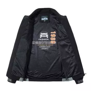 Спортивная куртка для мужчин на все времена года, куртка из нейлона с четырехсторонней эластичностью, повседневная куртка, мужской спортивный тренчкот большого размера M чёрный